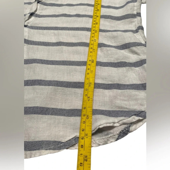 Viola Borghi Made in Italy Striped Button Down Linen Tunic Top - Picture 8 of 8